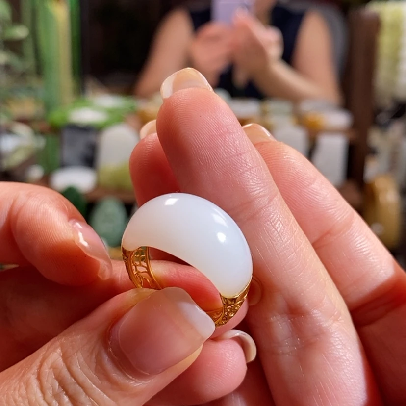 【闪购商品】和田玉18K金镶嵌吊坠(赠链)财****爱戒指16