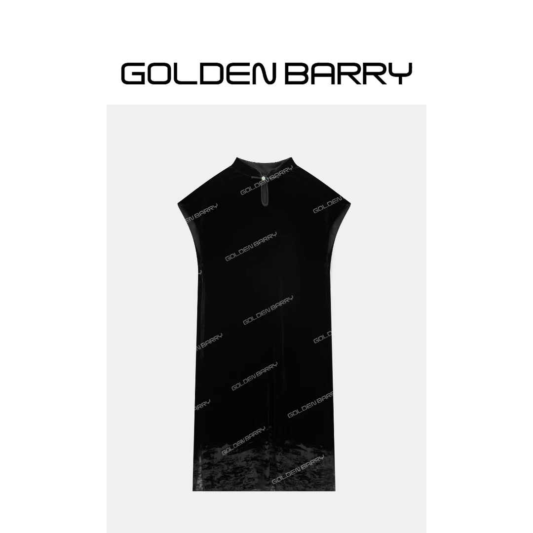 GOLDENBARRY|301285“玉烟罗”轻奢国风烧花中式连衣裙
