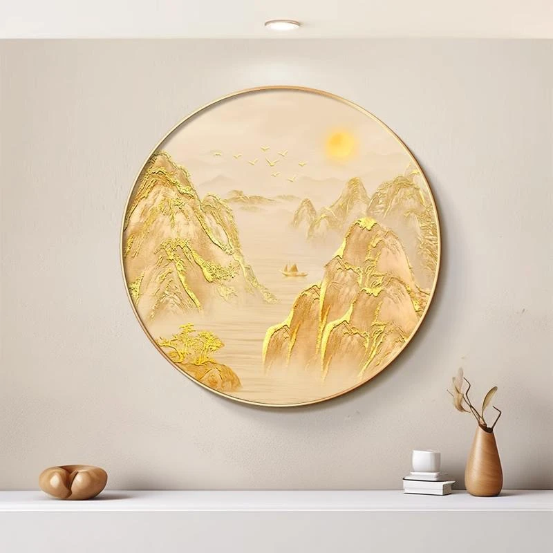 现代简约入户画正对门旺运日照金山高档玄关餐厅挂画山水画靠山图