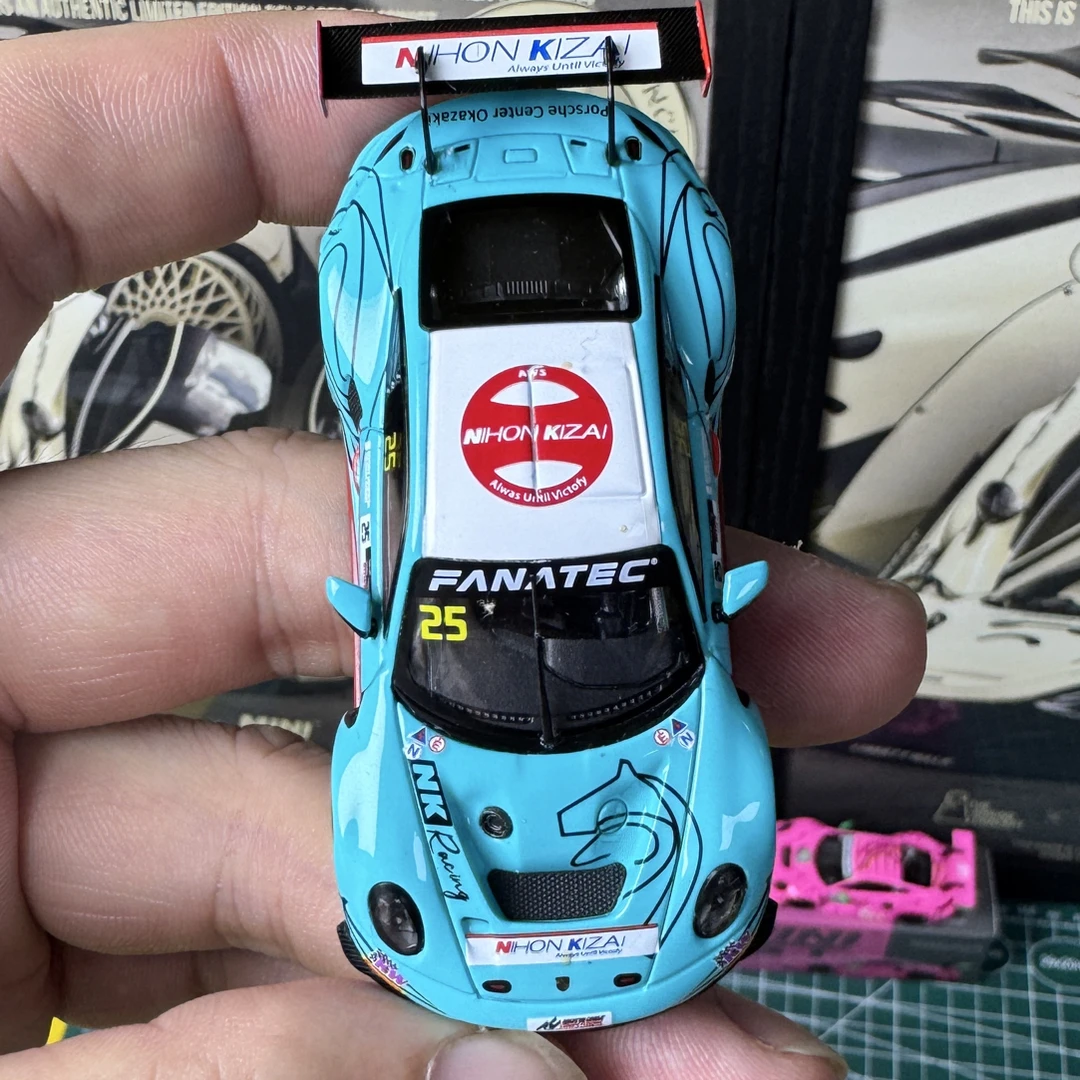 【匠擎现车】SR 1:64 保时捷911 GT3 R-浅蓝25号合金汽车模型