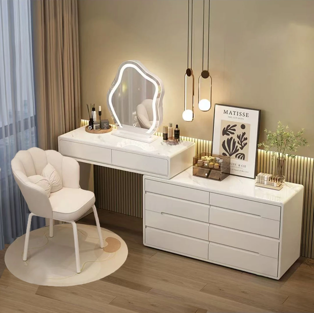 2025新款梳妆台实木卧室轻奢化妆桌现代简约收纳八斗柜大空间容量