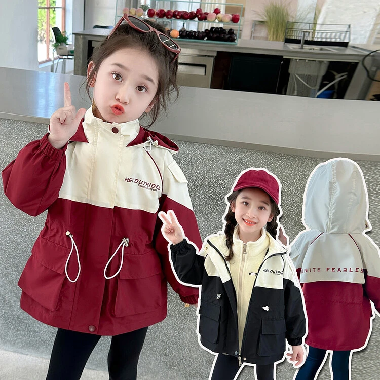 女童春装三合一冲锋衣秋冬儿童时髦洋气外套女孩夹棉加绒夹克风衣