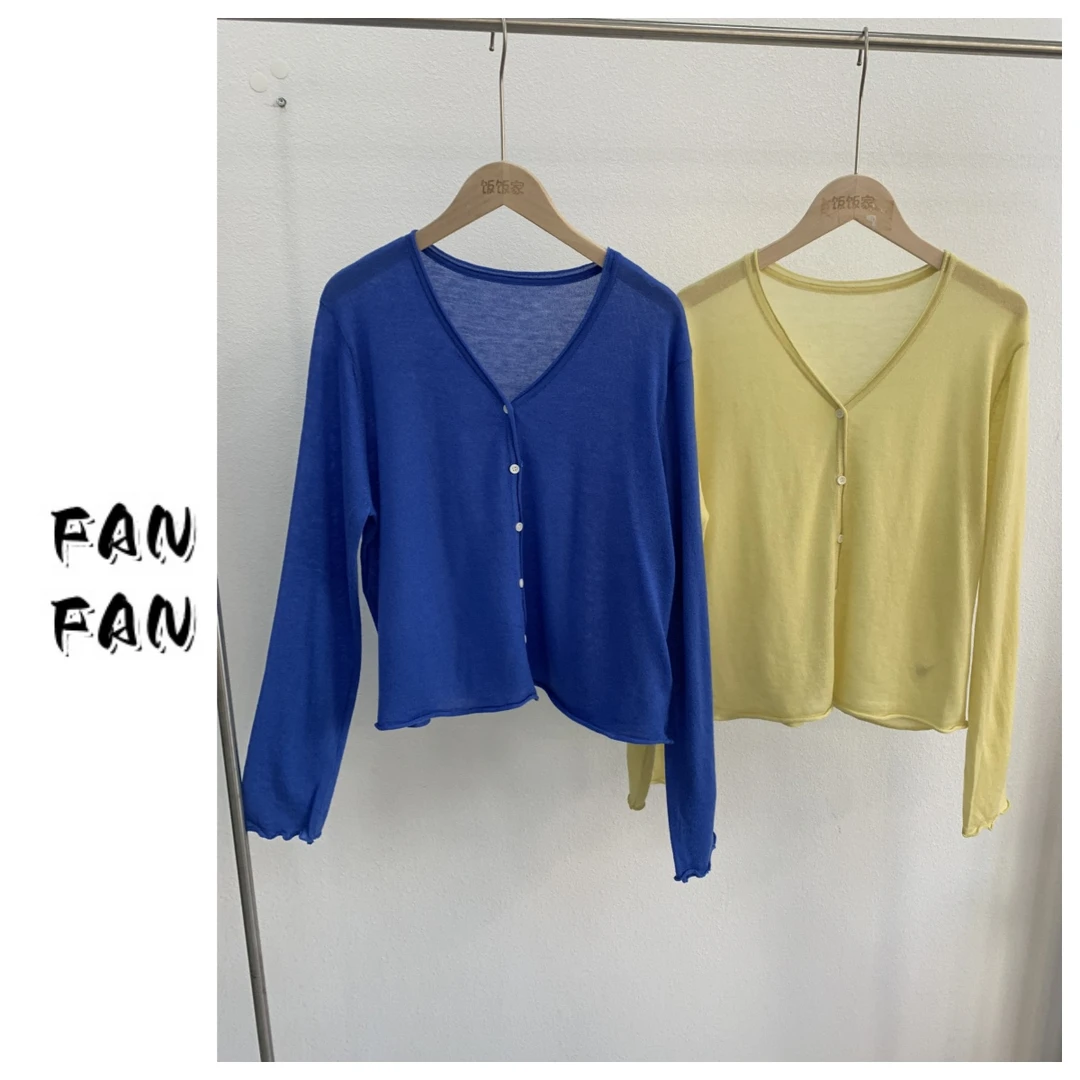 FANFAN 【春天色系】薄款V领针织衫