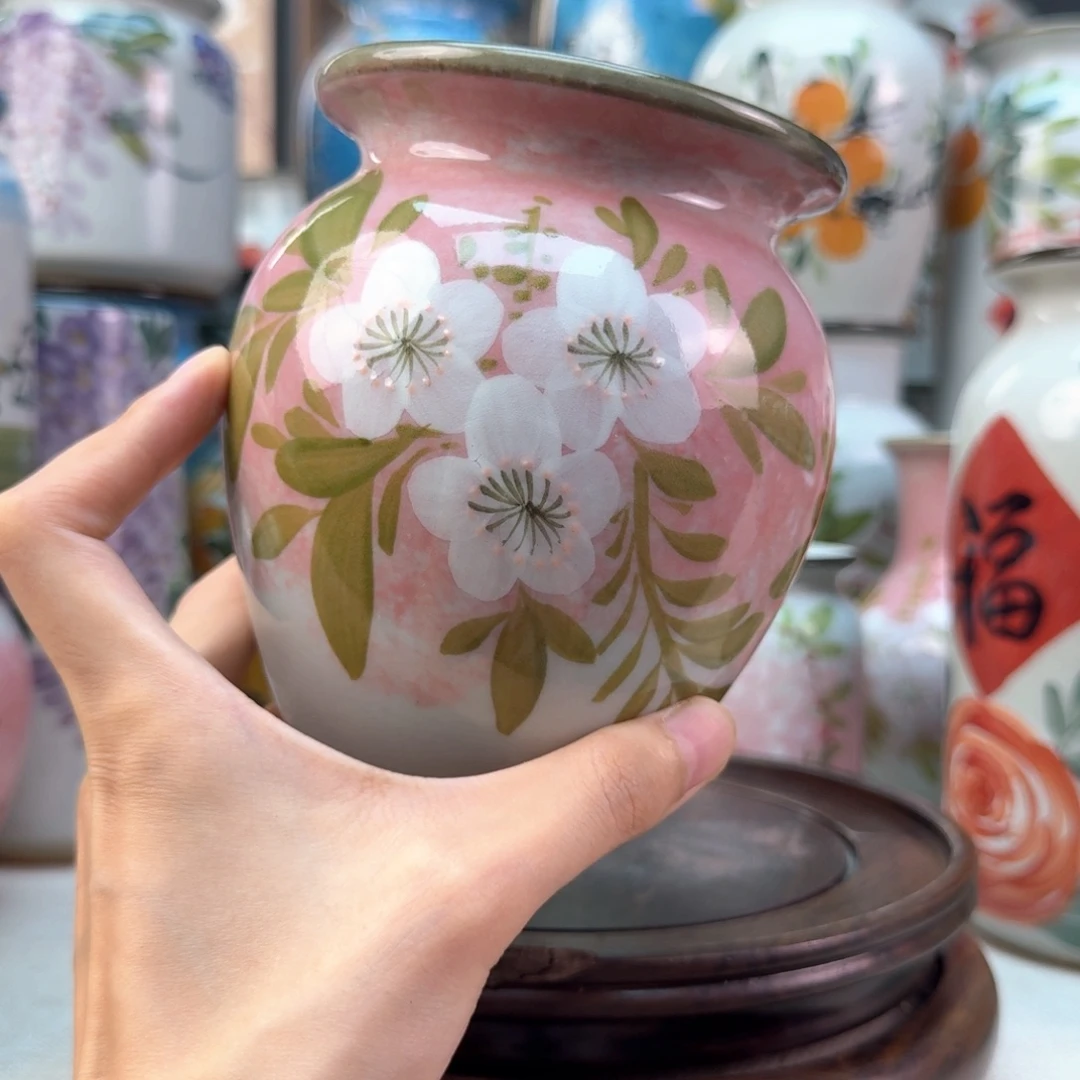 景德镇陶瓷手绘花瓶无孔