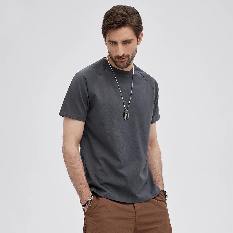 城市林肯 2025夏季防晒抑菌凉感速干240g插肩袖基础男士短袖恤