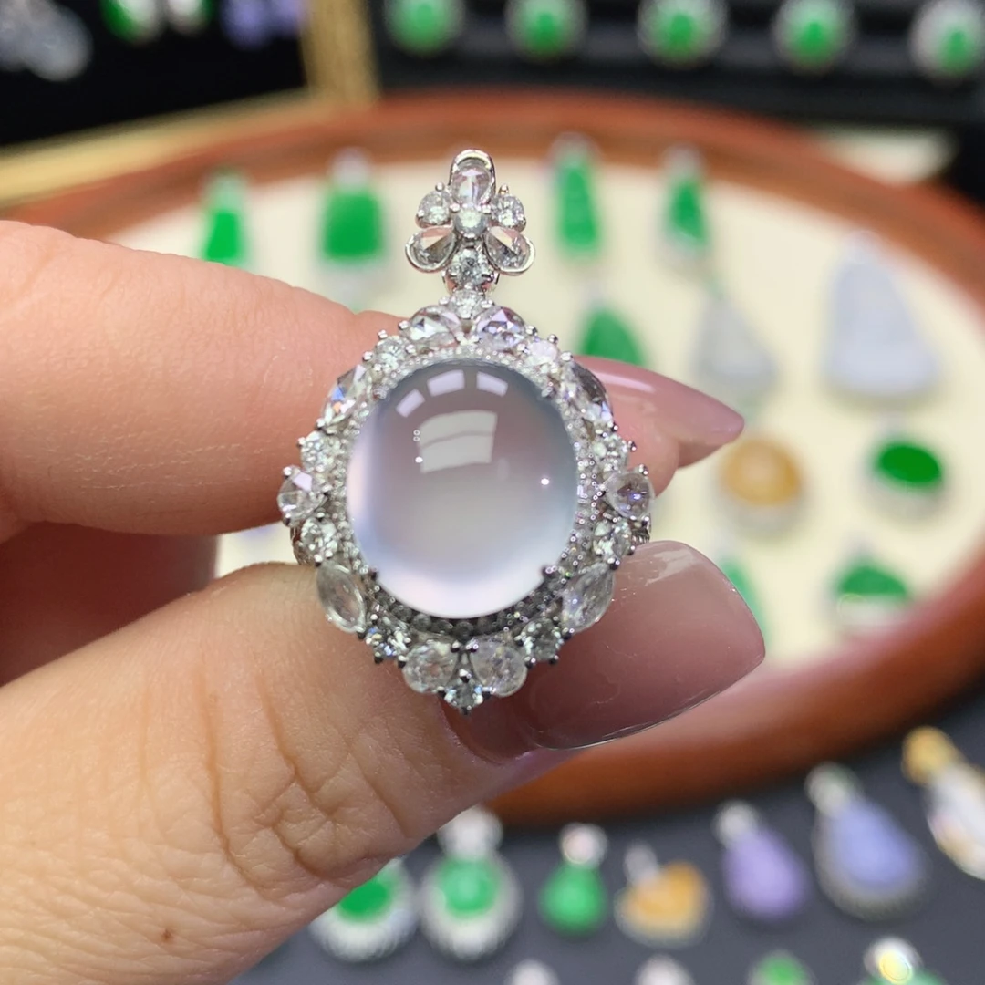 翡翠18K金镶嵌吊坠(不含链)