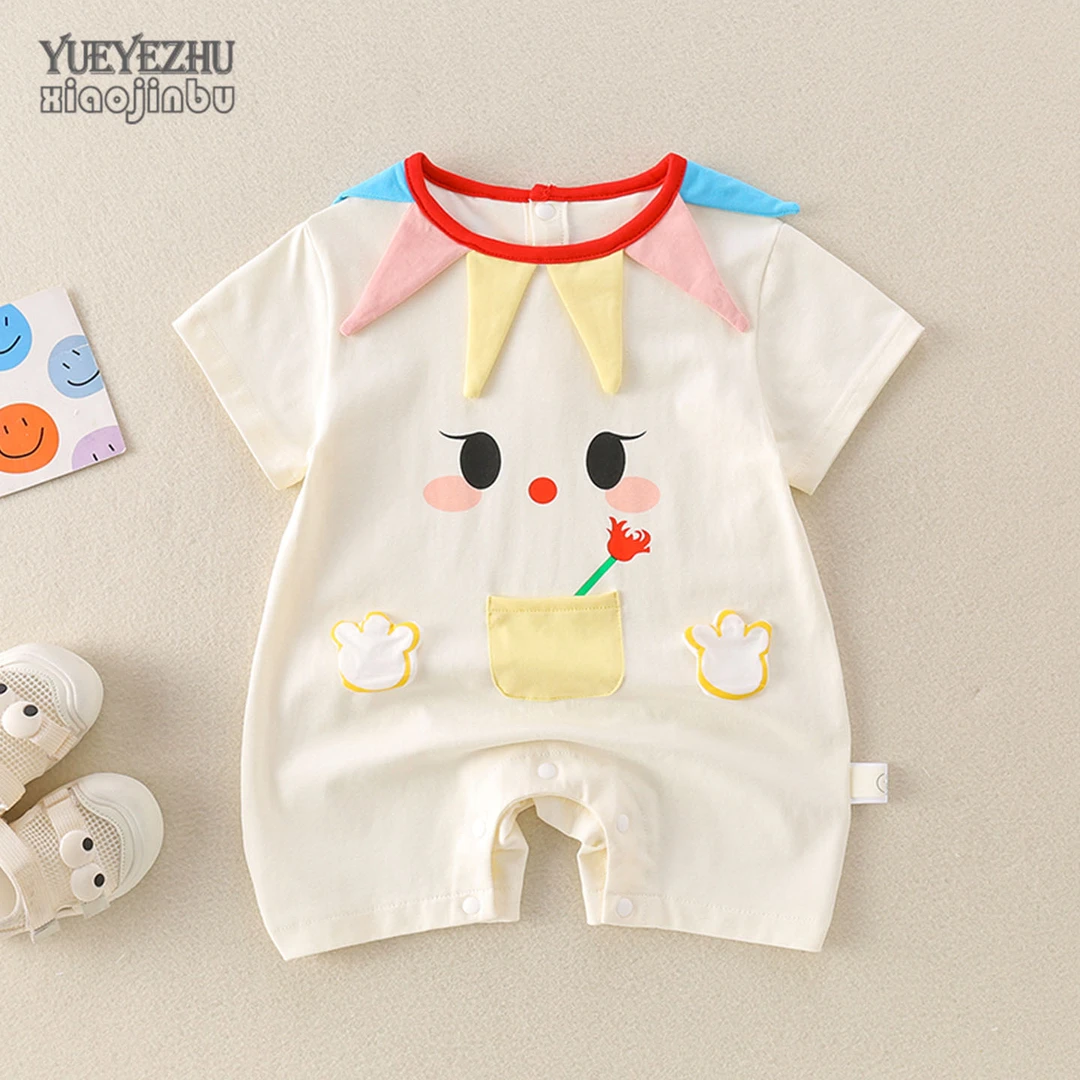 婴儿夏季薄款连体衣宝宝衣服夏装可爱超萌短袖哈衣爬服外出新生儿