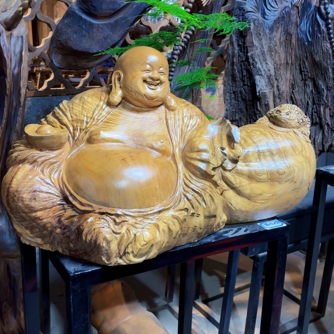 乞***格香樟木福袋弥勒佛原木