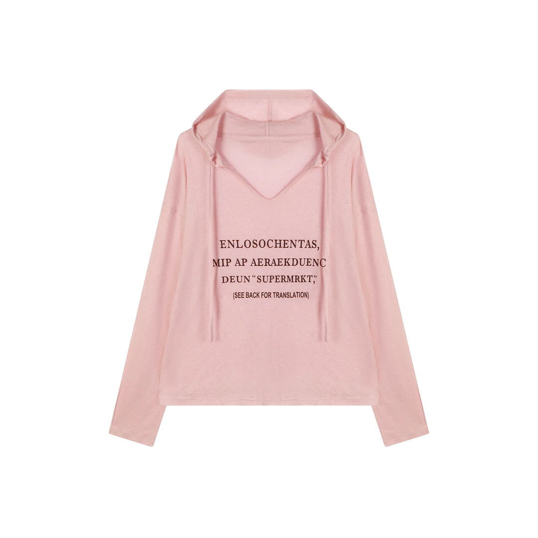 【NG·Studio】薄款字母印花V领宽松长袖连帽T恤NGX5SY2689