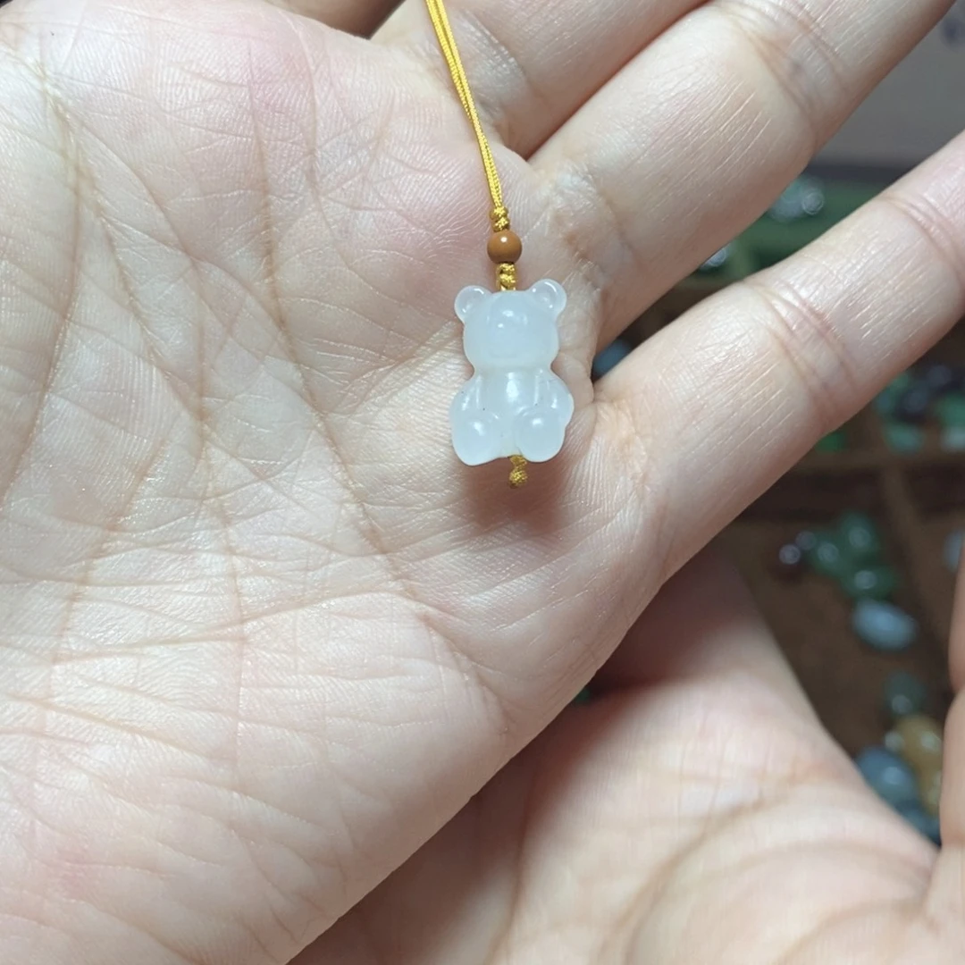 未镶嵌和田玉手机链白冰小熊手机链