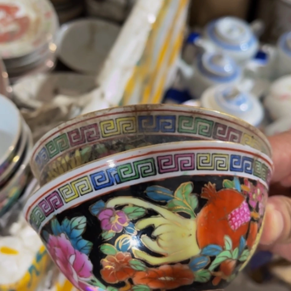 【闪购商品】紫砂盖碗李*黑地饭碗2个