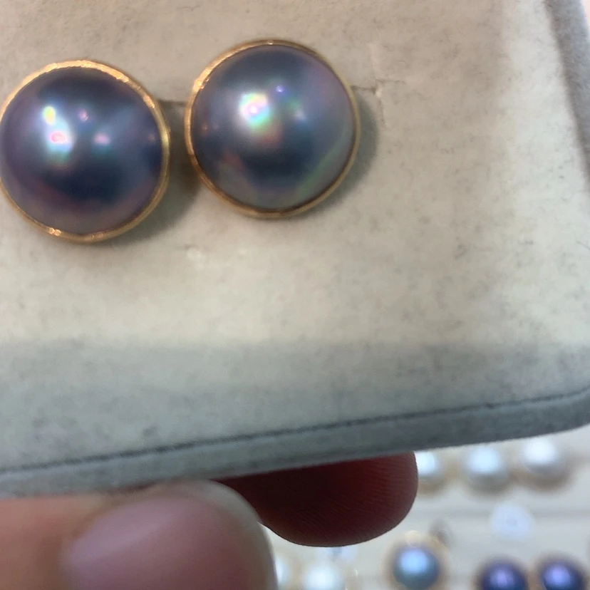 【闪购商品】耳饰拼合珍珠（马贝珠）18K金镶嵌