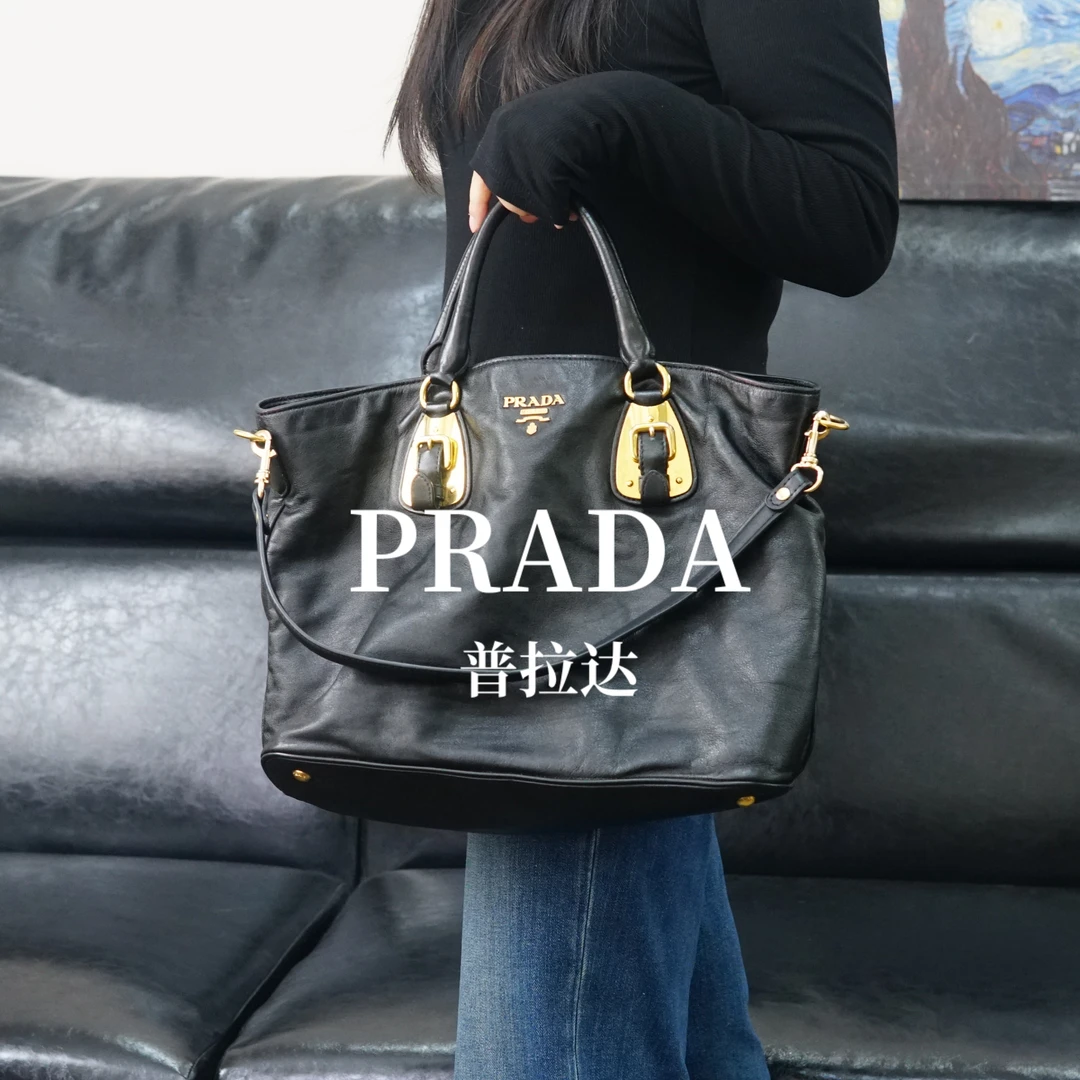 95新 Prada/普拉达 黑金单肩包/BB01611049/1049