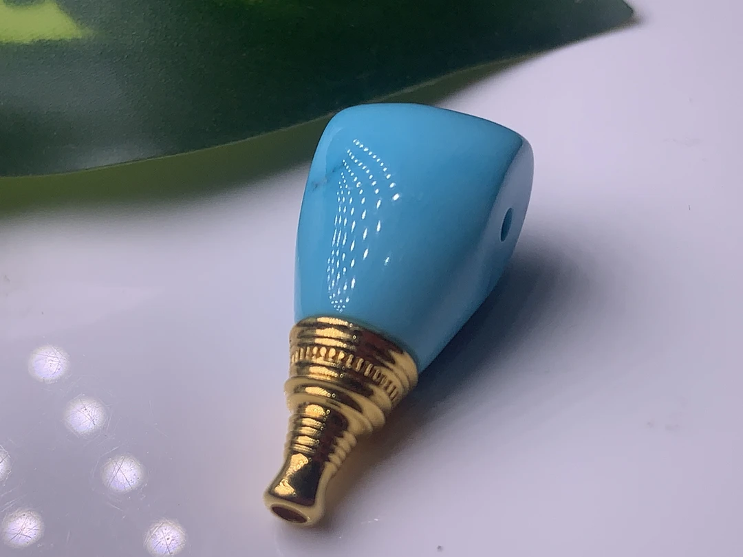 【何姐绿松石】云盖寺高蓝18k金三通10.5×10.7重3.9g珠宝玉石配饰