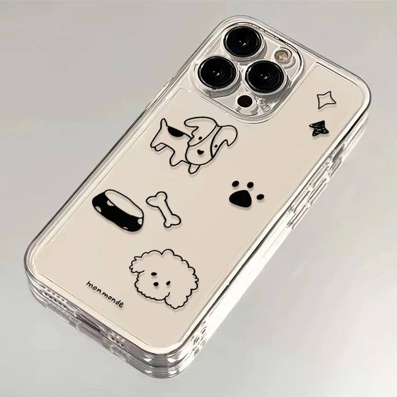 线条星星小狗适用苹果iPhone16手机壳14透明1315华为vivo小米oppo