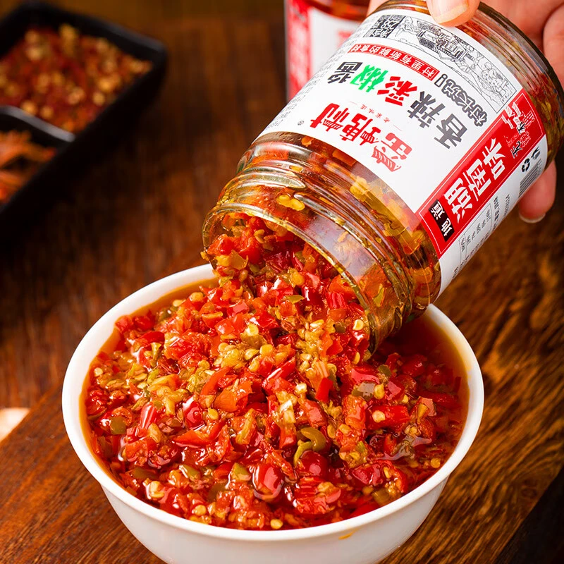 香辣彩椒酱248g湖南特产三色鲜椒辣椒酱蒸鱼剁椒酱拌面下饭菜