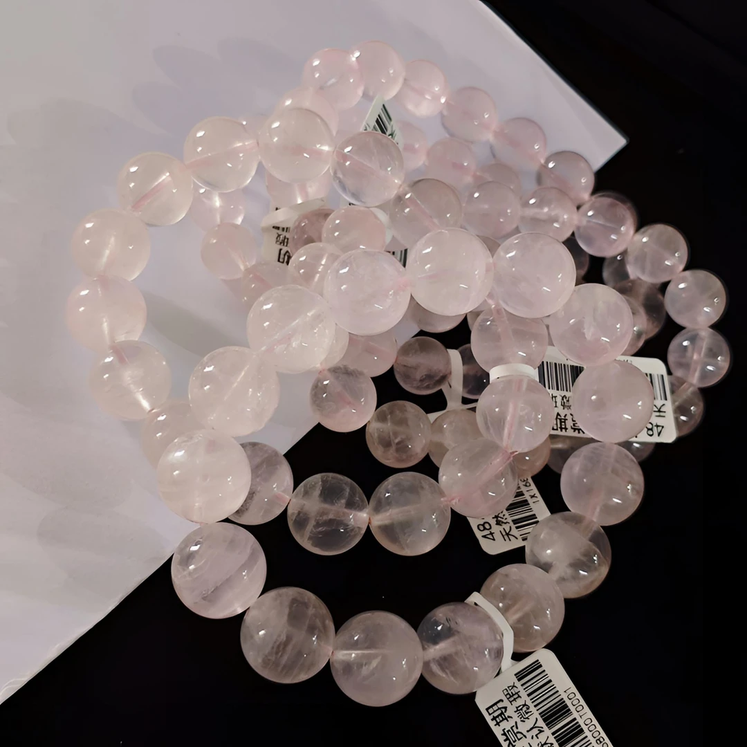 【冰橘粉】天然闪片粉水晶手串手链橘粉色莫桑比克多样性发其一