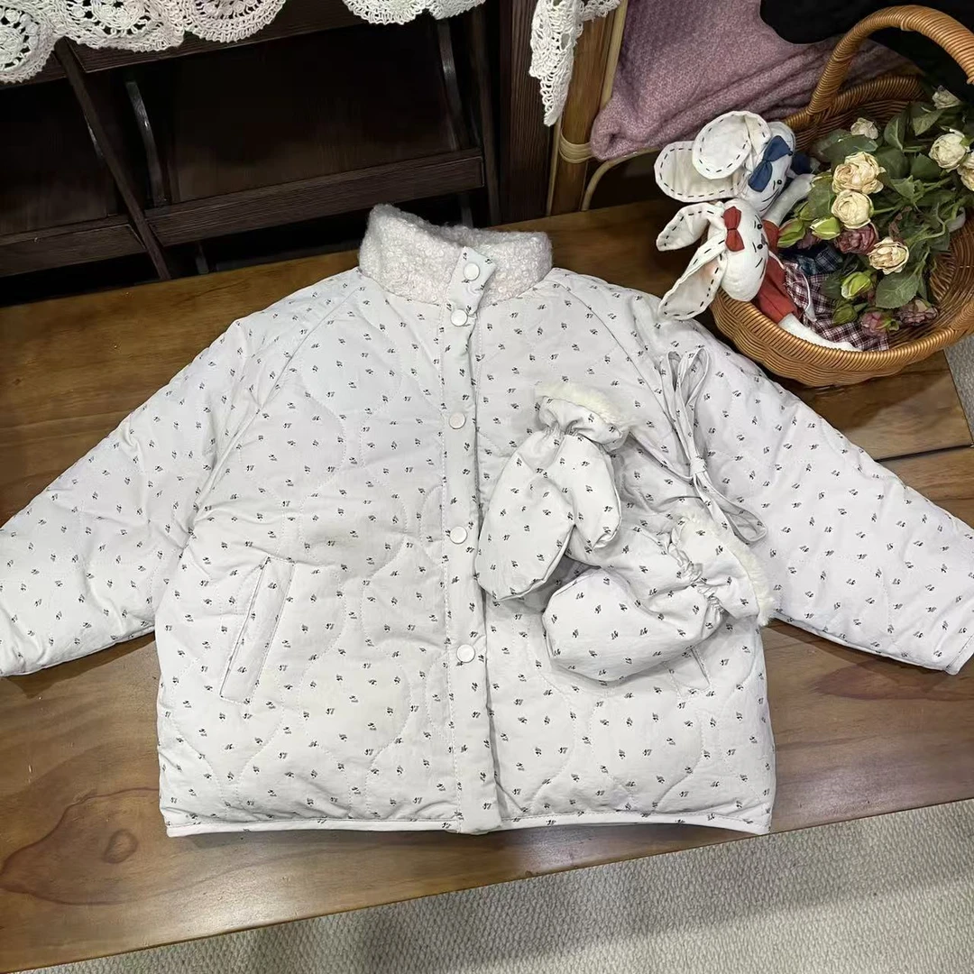 〖姐姐家〗2025冬款儿童碎花带手套加绒棉衣外套-26851