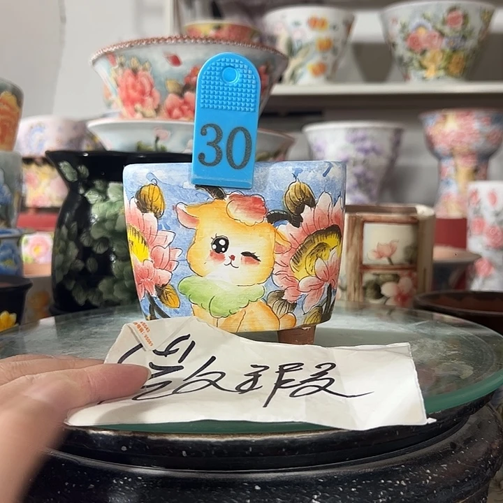 景德镇手绘花盆 满38包邮
