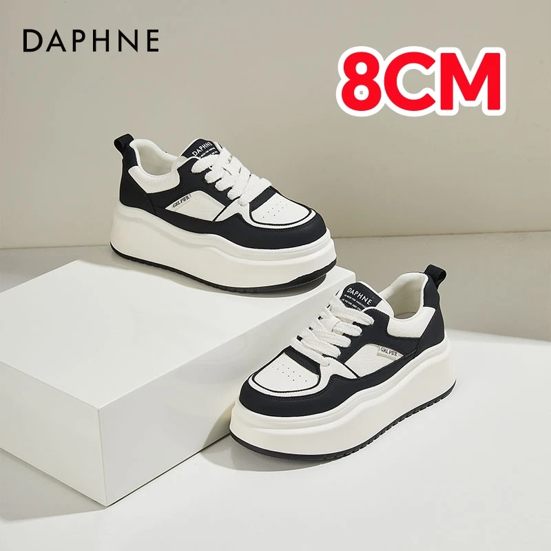 达芙妮小白鞋女2025春季新款百搭增高厚底板鞋女透气运动休闲鞋子