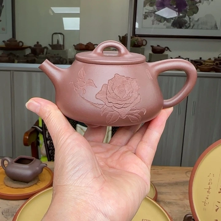 紫砂茶壶老料底槽清180 c C平盖石瓢