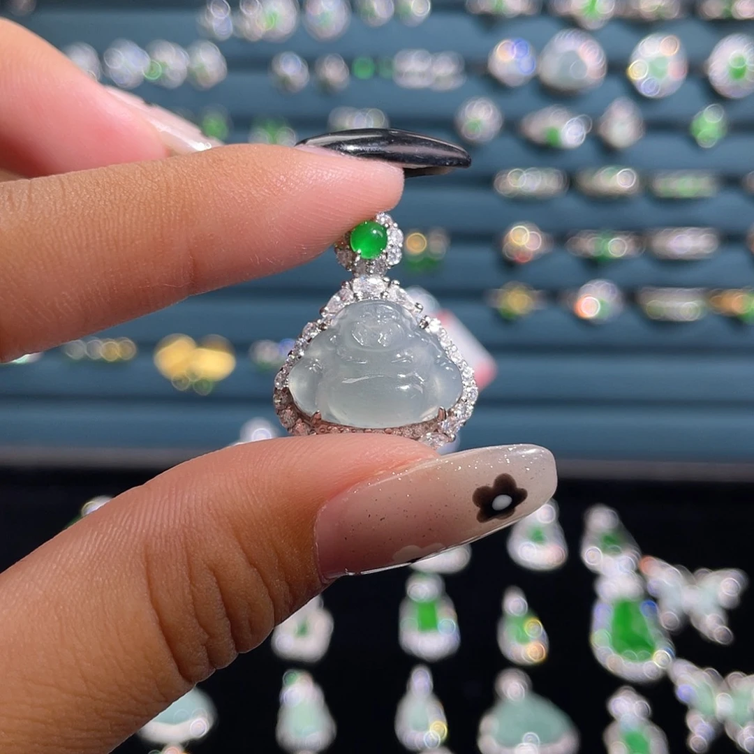 吊坠(不含链)银S925镶嵌翡翠