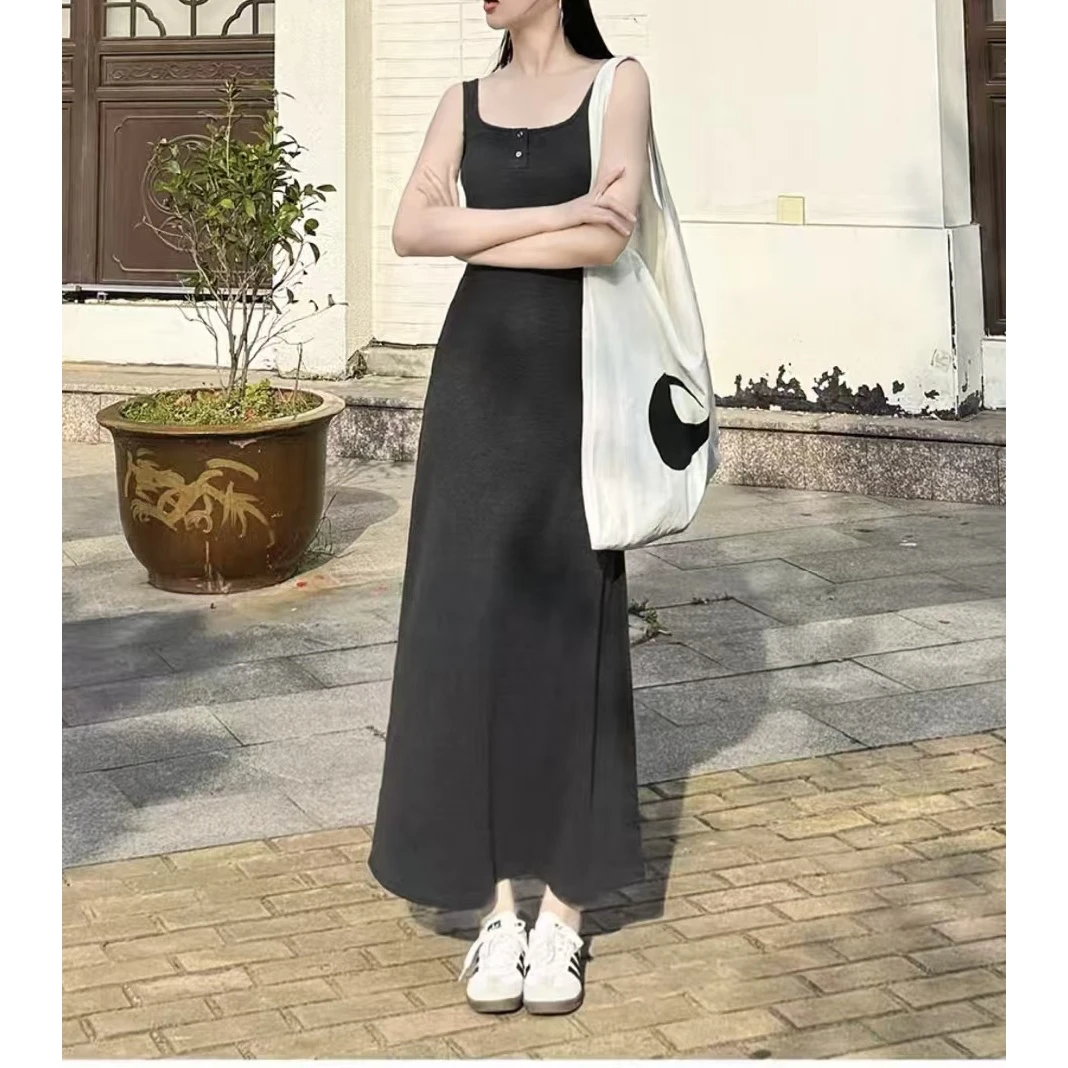 方领长裙2025夏季新款修身显瘦高级感 25039