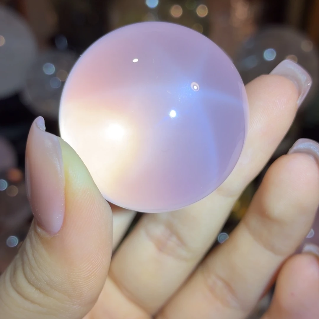 水晶珠宝半成品未镶嵌冰透粉晶3.55cm