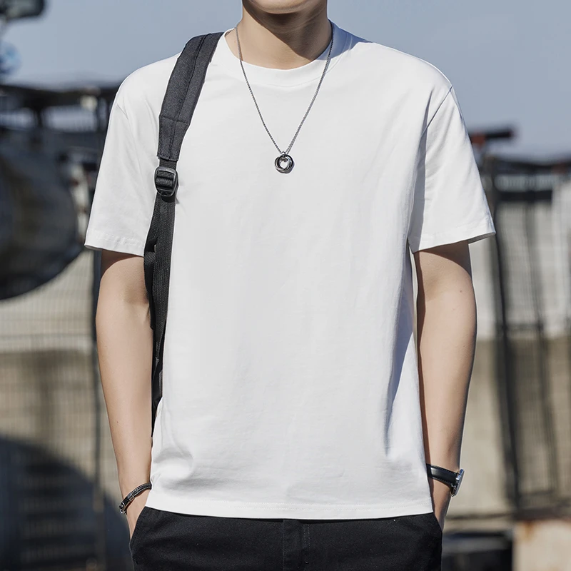 两件装200克棉夏季男士圆领短袖防螨凉感情侣T恤男装ins上衣简约