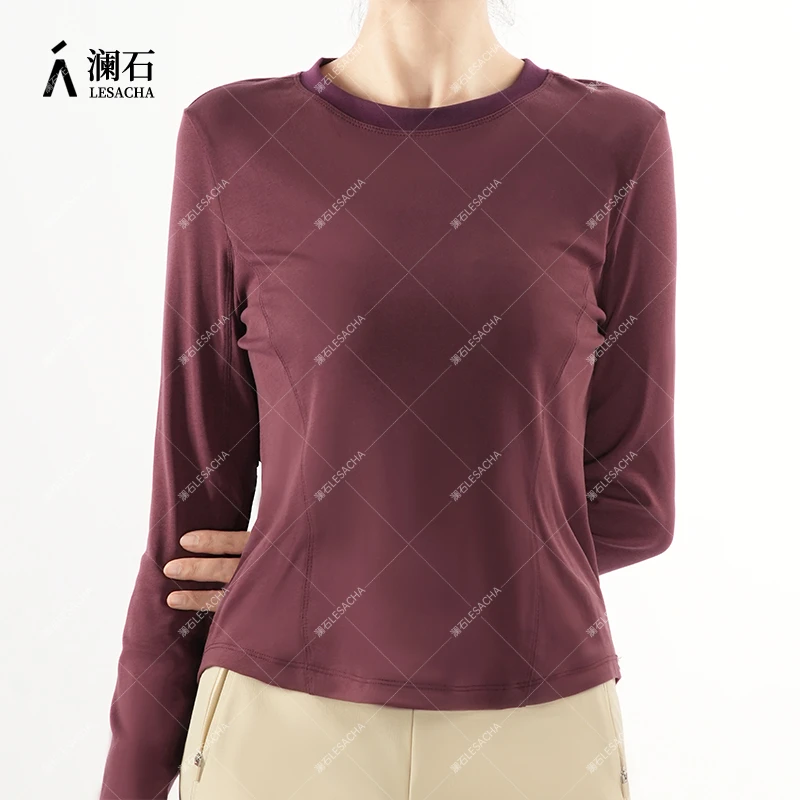 25新款撞色圆领休闲百搭长袖T恤女设计感打底衫短款上衣（25001）