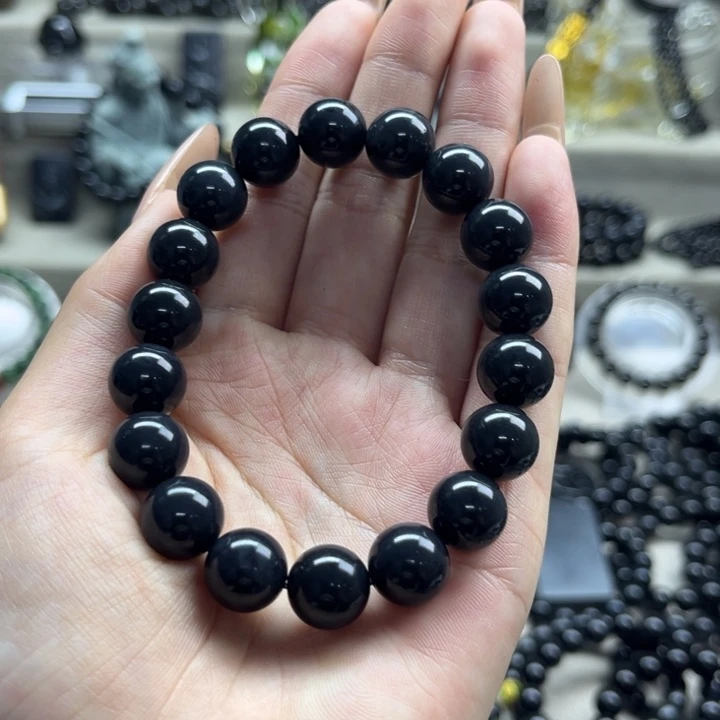 和田玉未镶嵌手链12墨玉95