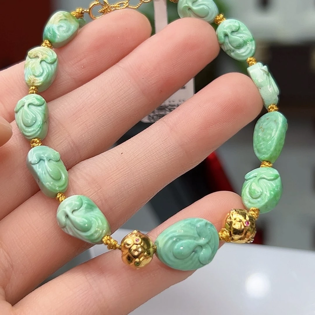 绿松石珠宝奇石18K金镶嵌