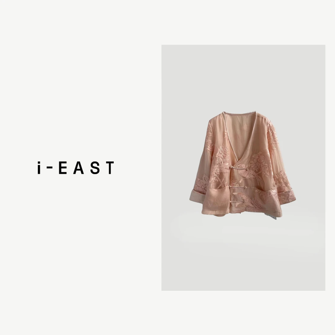 i-EAST 松鹤延年~新中式刺绣小鸟开衫外套-4C S24022