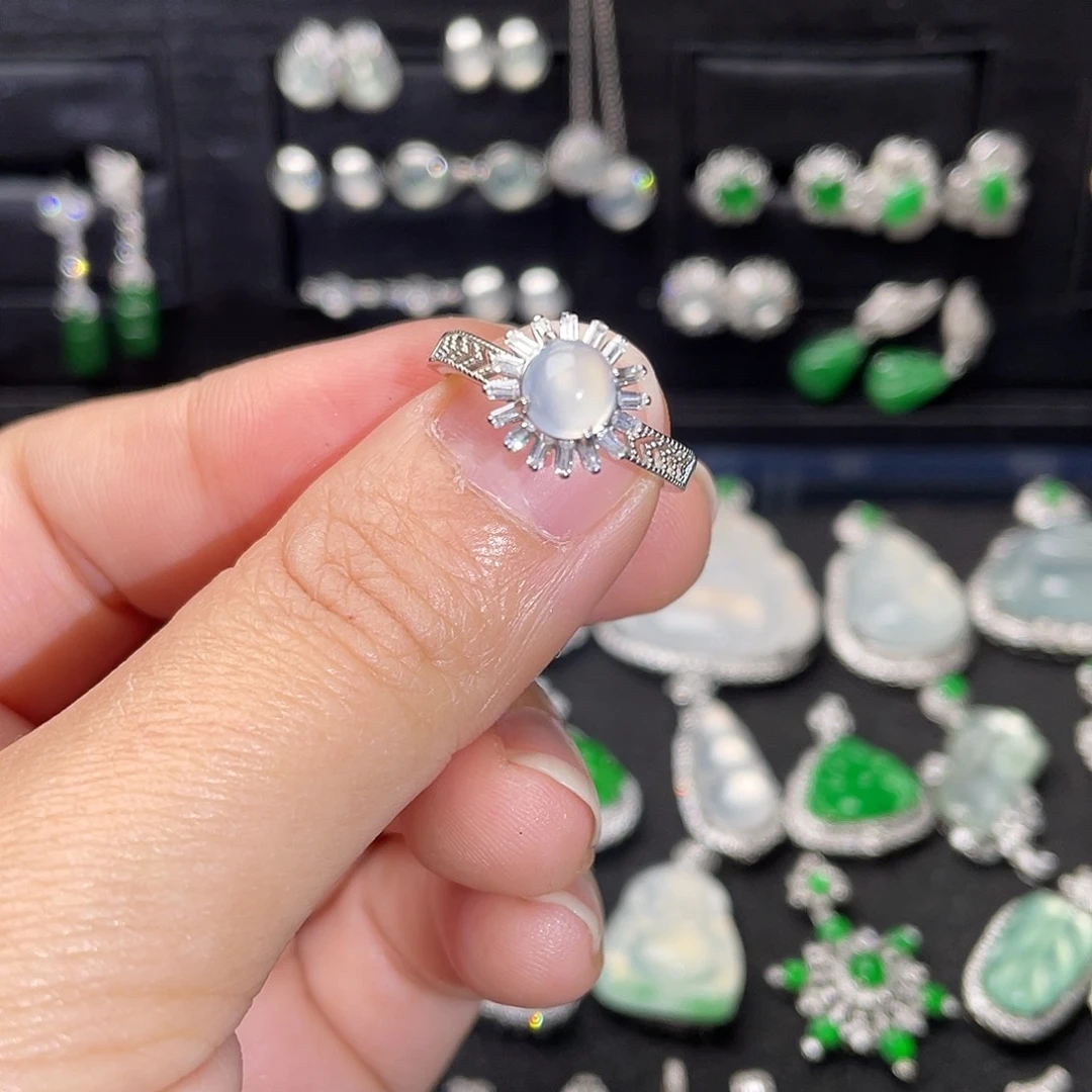 翡翠银S925镶嵌戒指