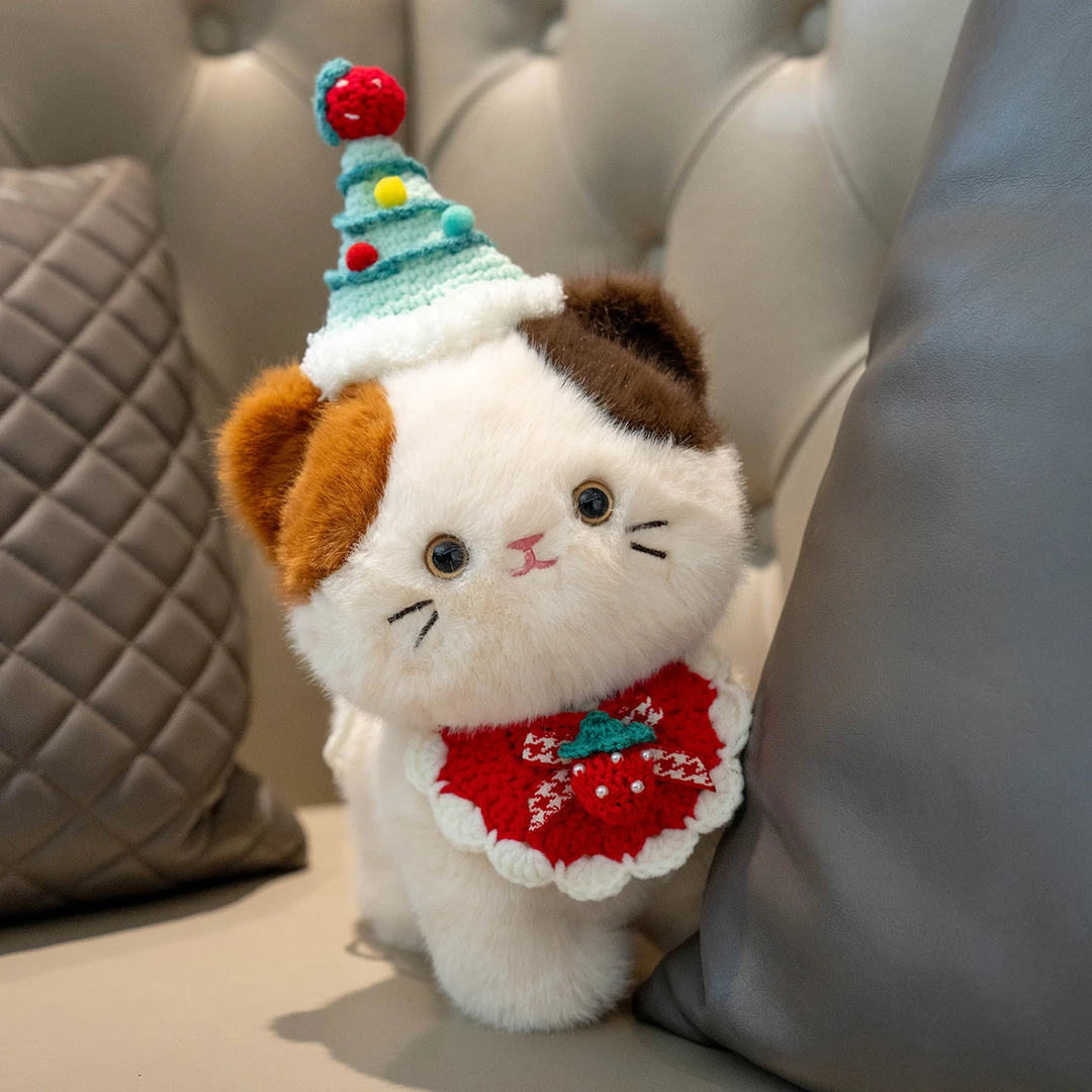 可爱三花猫咪玩偶超萌小猫公仔毛绒玩具女生儿童床上陪睡安抚娃娃