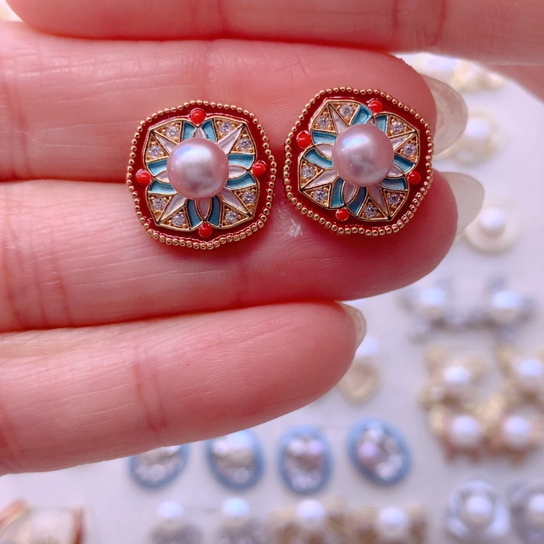 淡水珍珠合金耳饰