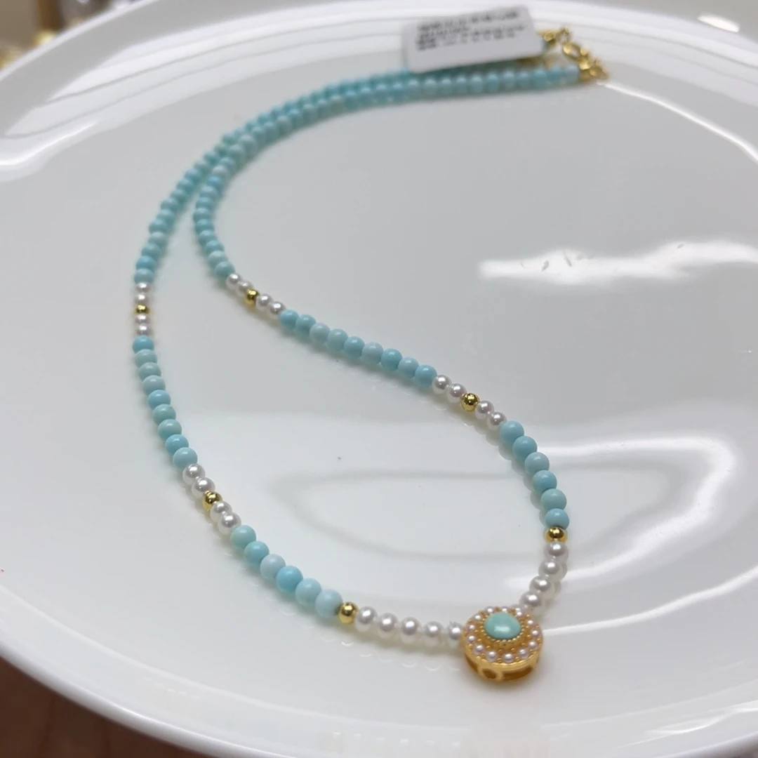 淡水珍珠银S925镶嵌项链