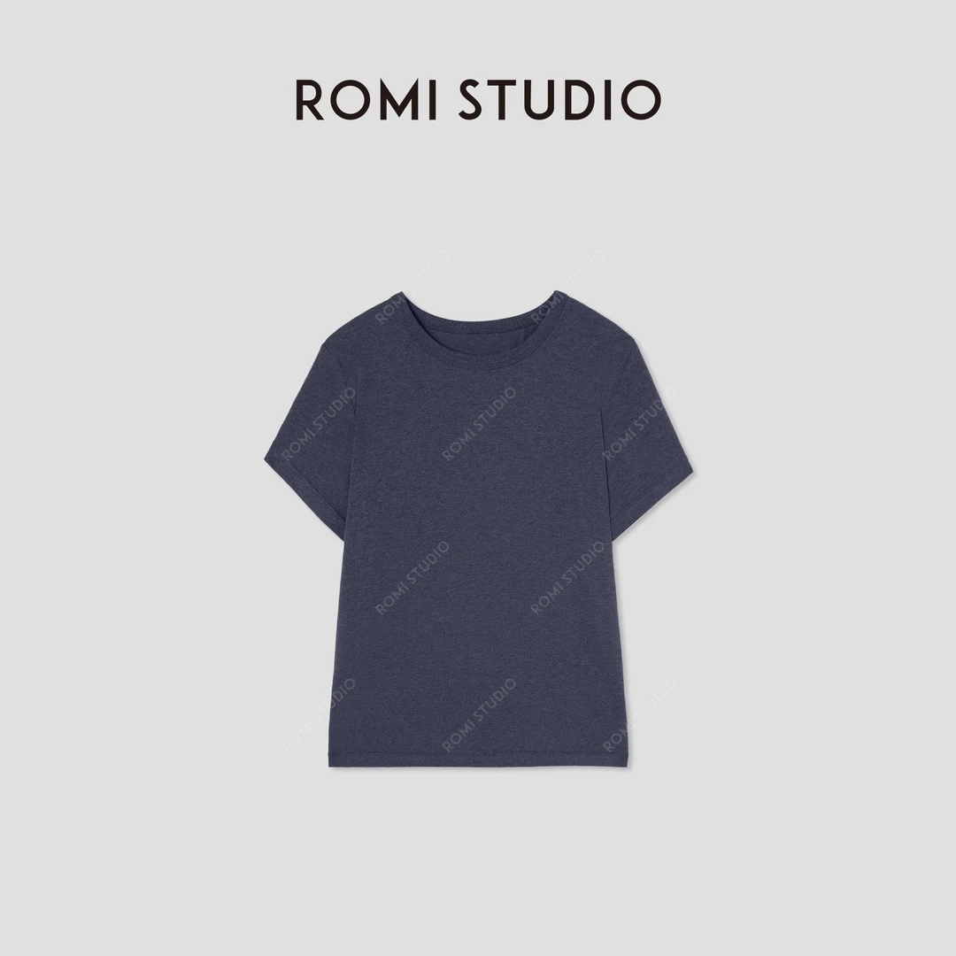 ROMI STUDIO“简约复古”舒适纯棉轻柔花纱圆领短袖T恤 RW24ASH0009