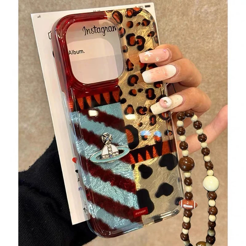 ins秋冬豹纹西太后防摔手机壳适用于华为苹果16/14promax15/13