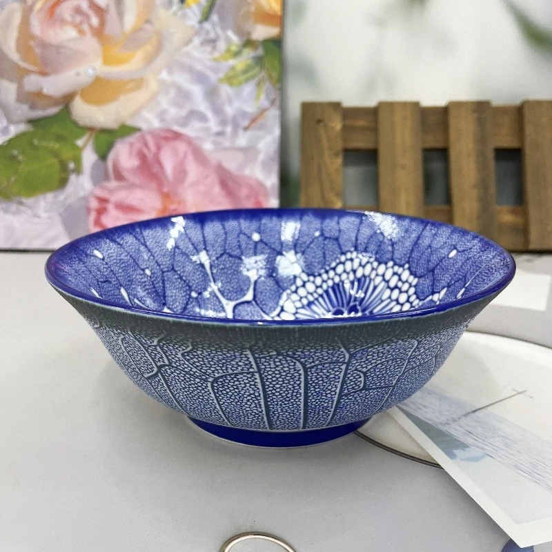 【曼朵朵】蓝焰蒲公英系列8英寸汤碗釉下彩高温瓷