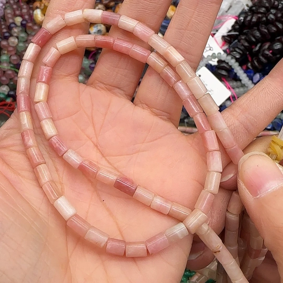 玛瑙/玉髓合金珠宝半成品粉澳宝4mm一条