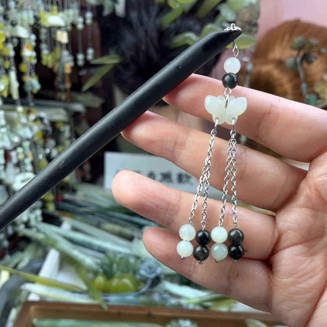 蛇纹石玉发饰未镶嵌默认微瑕岫玉发簪