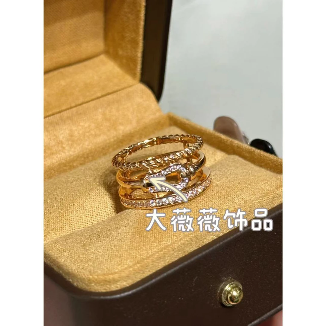 铜合金戒指 轻奢马蹄扣多层戒指-67557