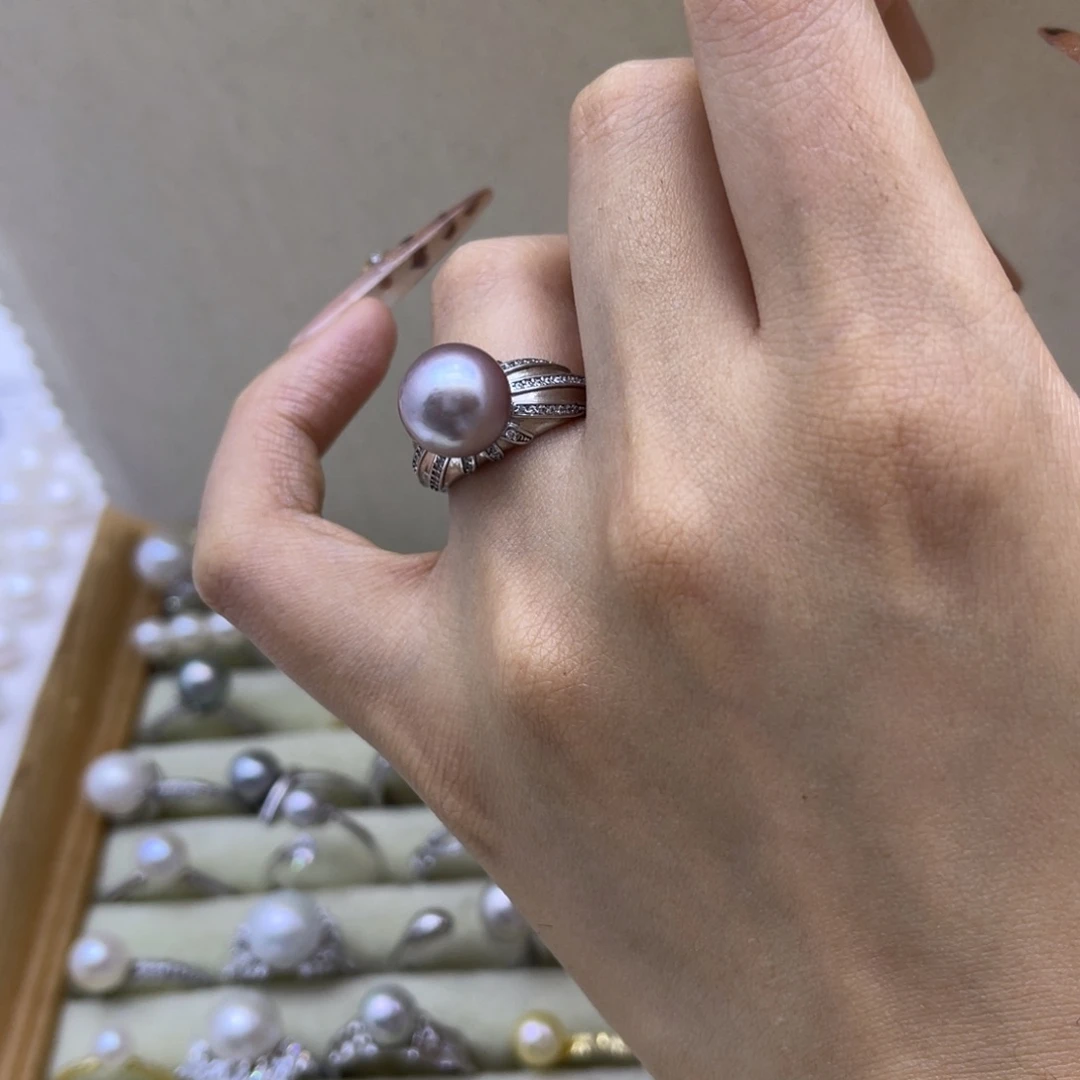 戒指淡水珍珠银S925镶嵌