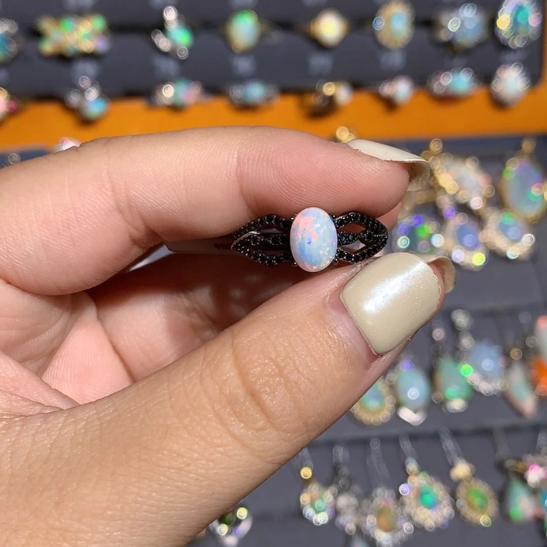 银S925镶嵌欧泊欧泊戒指l