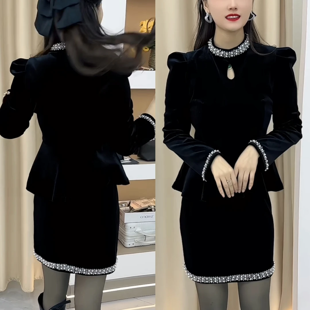 套装女气质百搭收腰上衣搭配半身短裙两件套女9855533