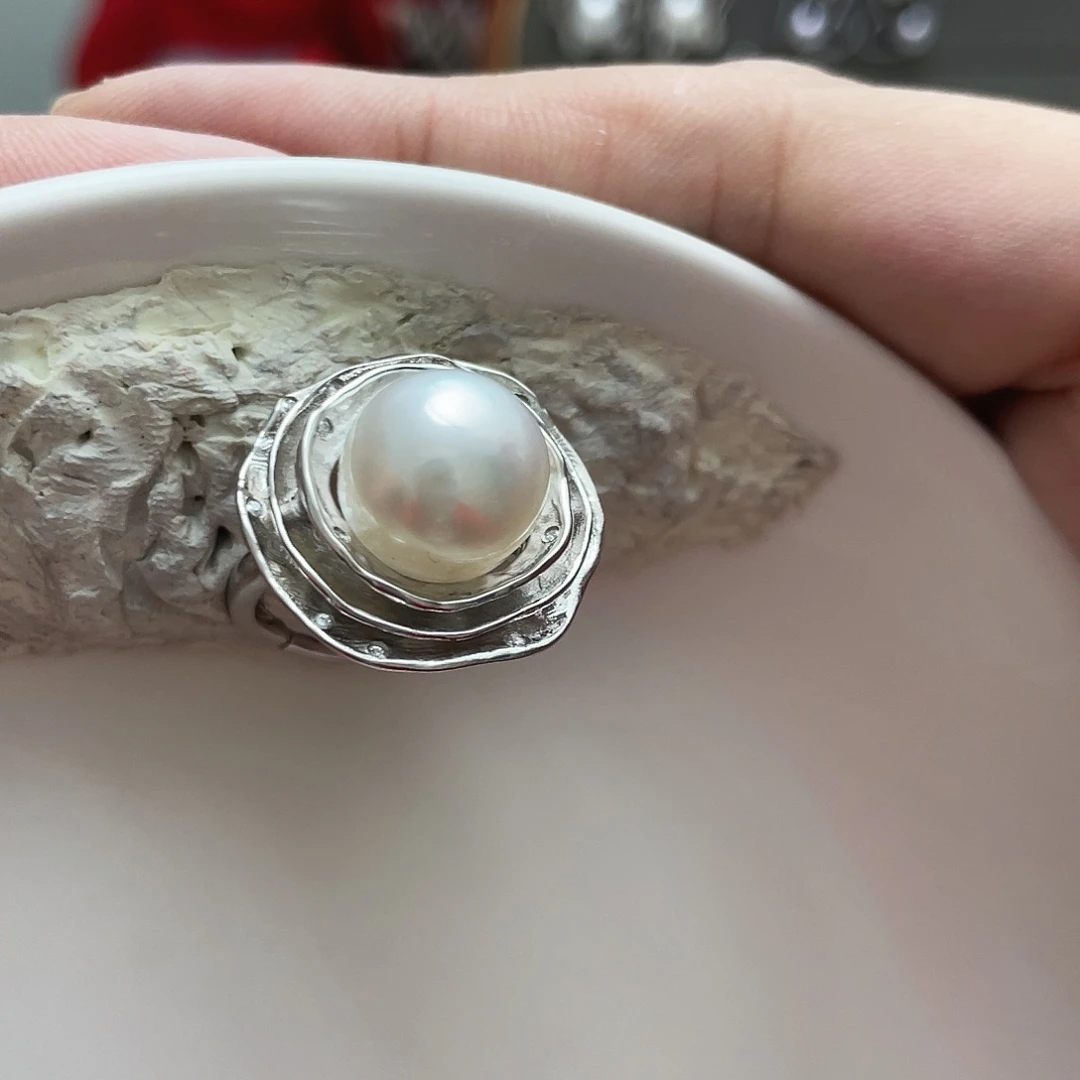 海水珍珠戒指银S925镶嵌