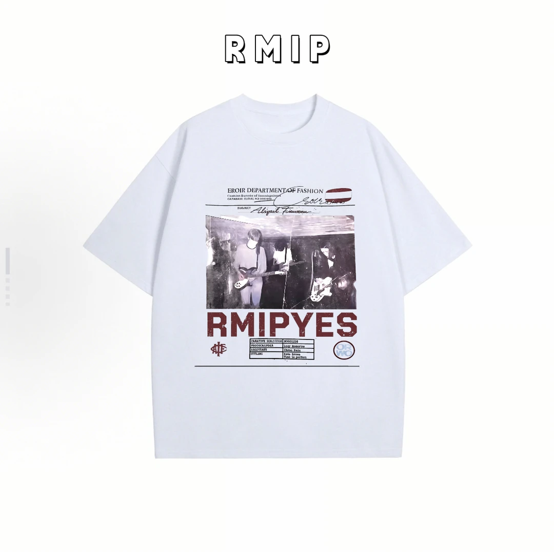 RMIP 美式复古高街摇滚摇滚时尚人物套头上衣纯棉短袖内搭T恤