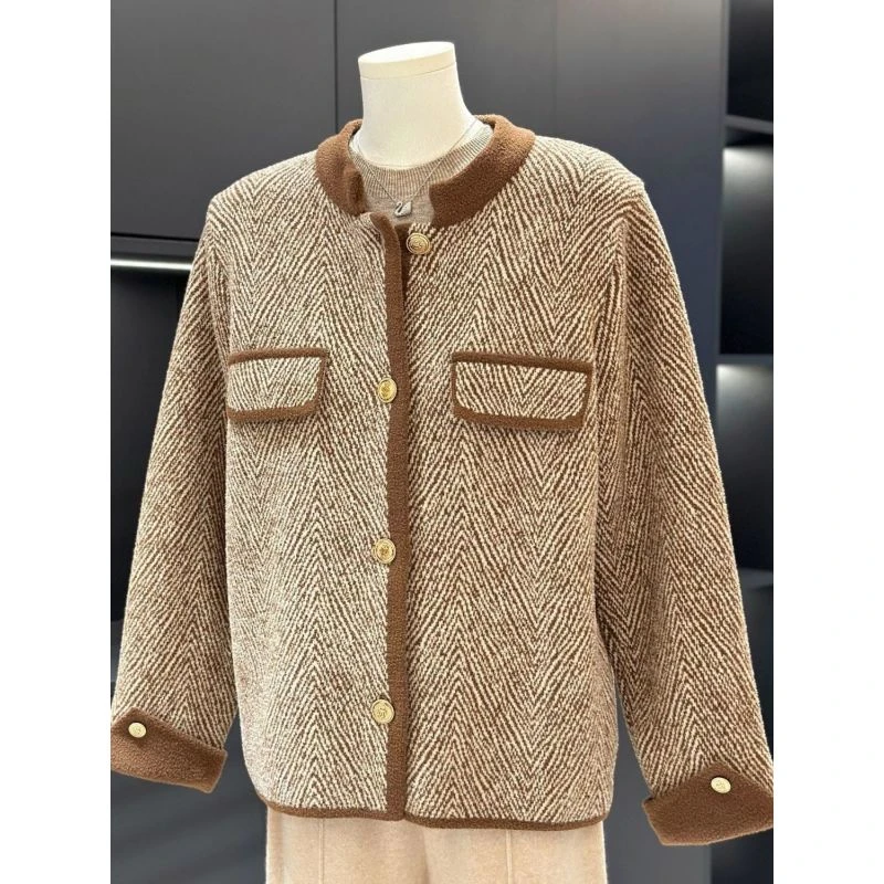 小香风时尚妈妈装针织外套女春秋新款上衣气质中老年开衫大衣短款