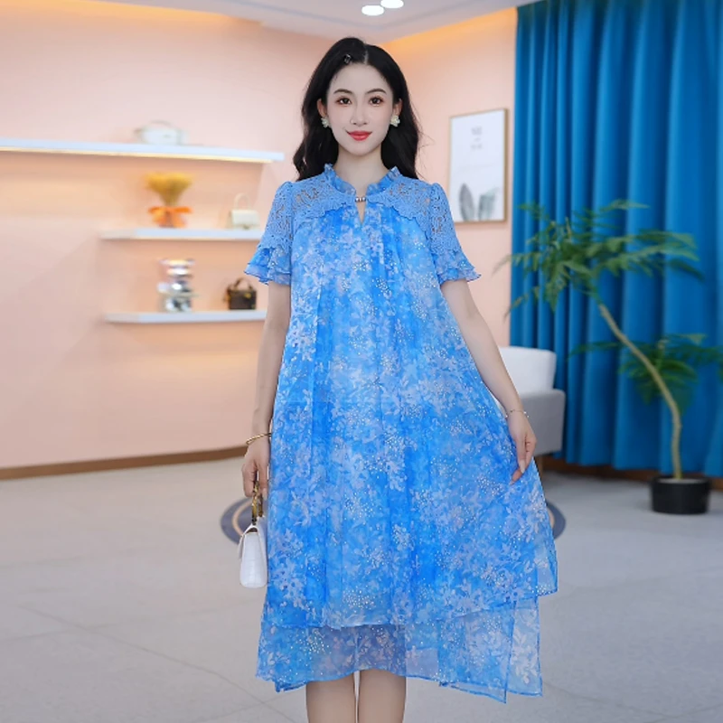 【连衣裙】夏季新款时尚修身法式洋气气质显瘦减龄宽松连衣裙